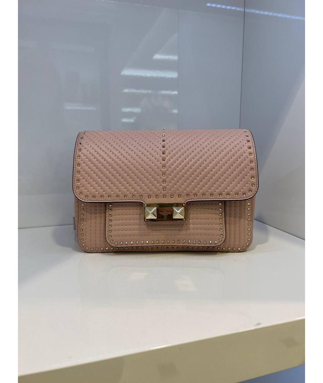 VALENTINO Розовая кожаная сумка через плечо, фото 4