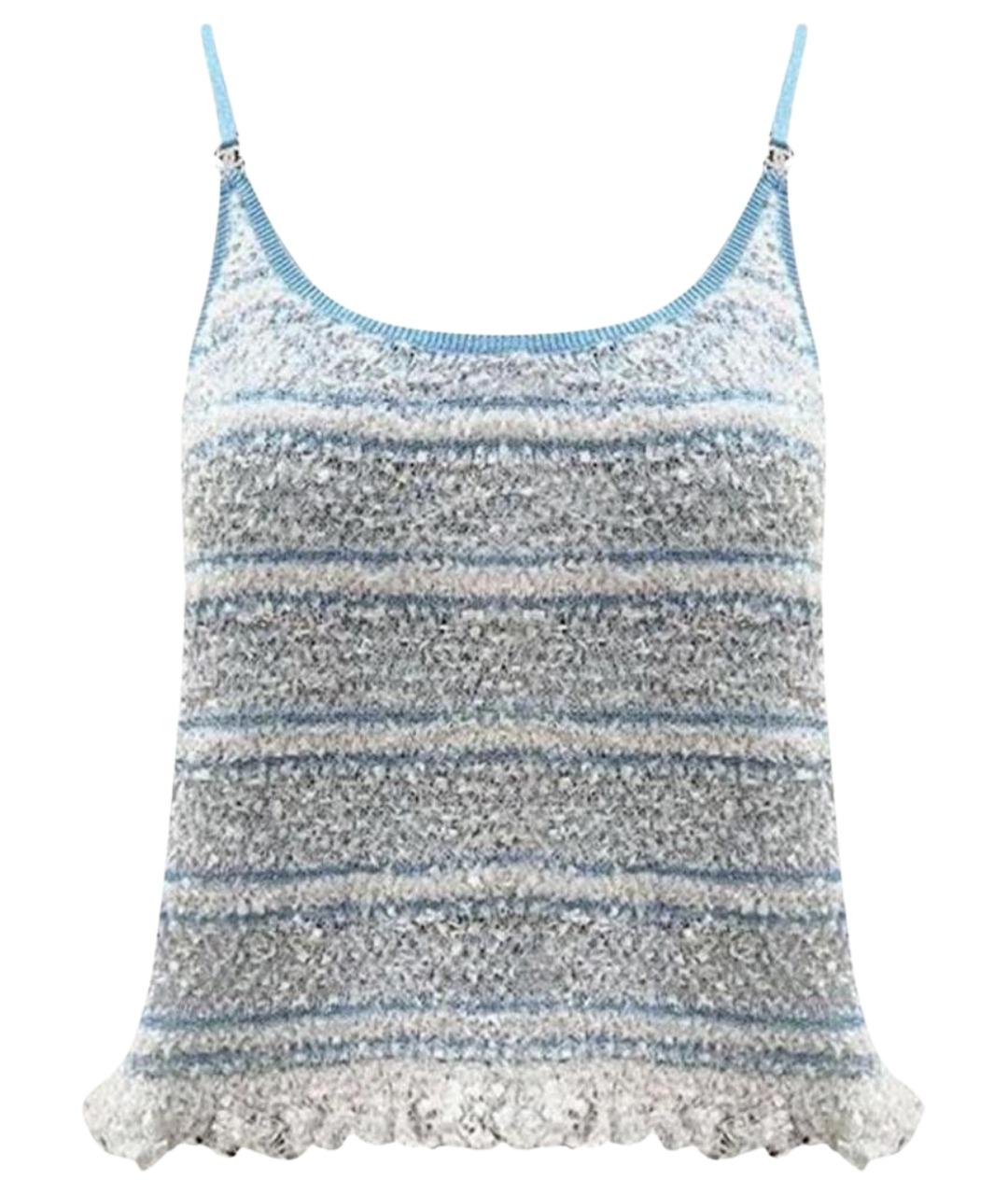 CHANEL Голубая хлопко-эластановая майка, фото 1