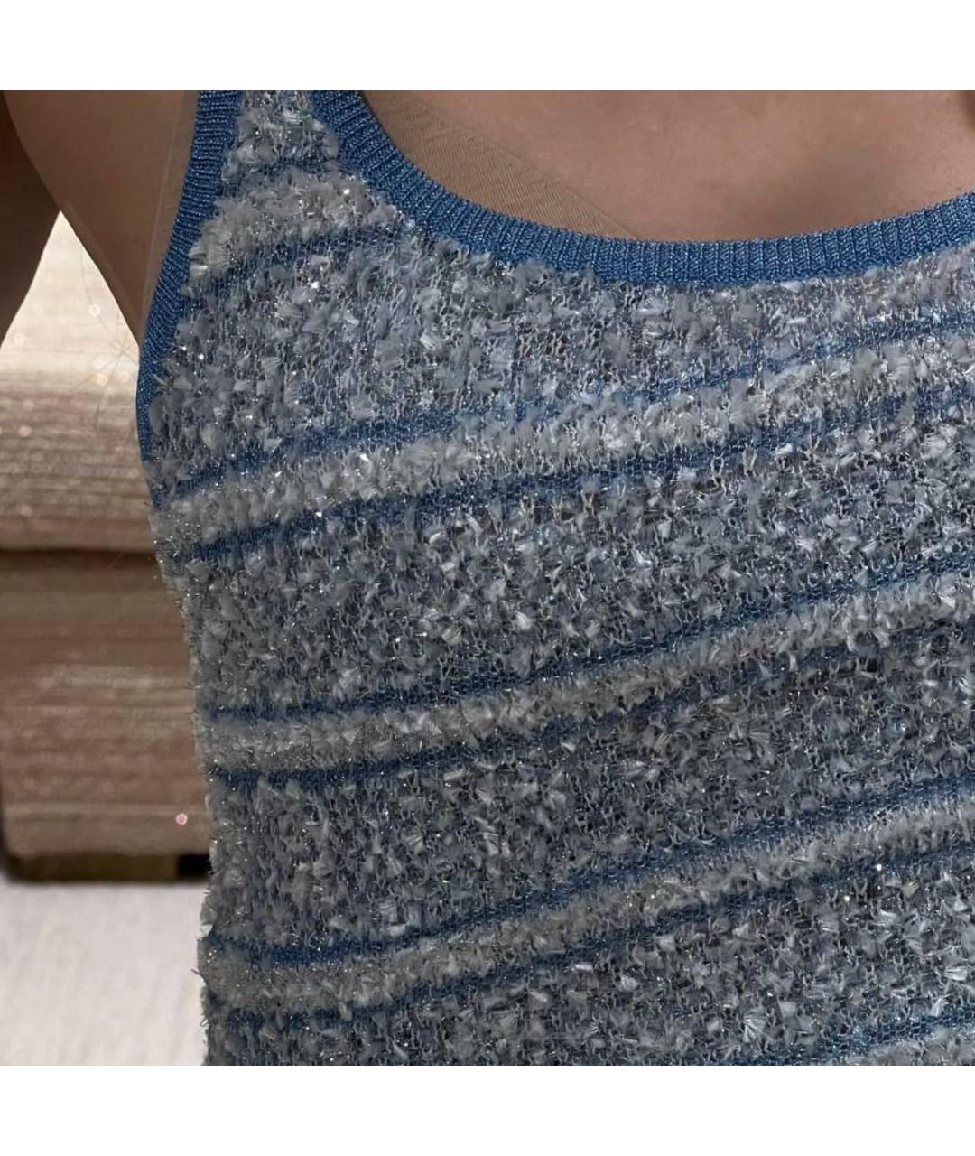 CHANEL Голубая хлопко-эластановая майка, фото 4