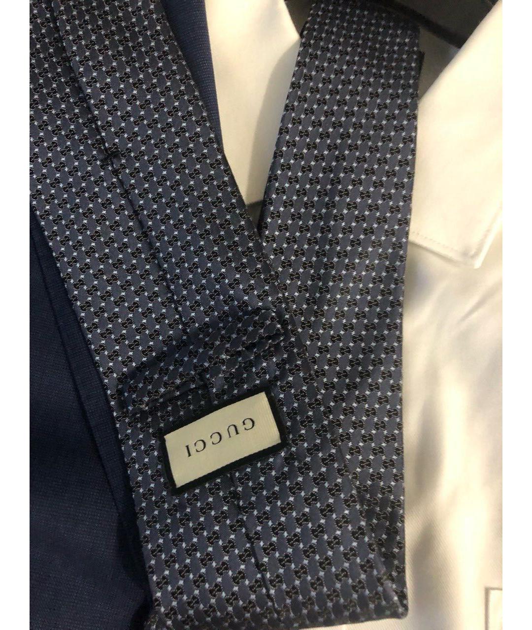 GUCCI Темно-синий тканевый галстук, фото 5