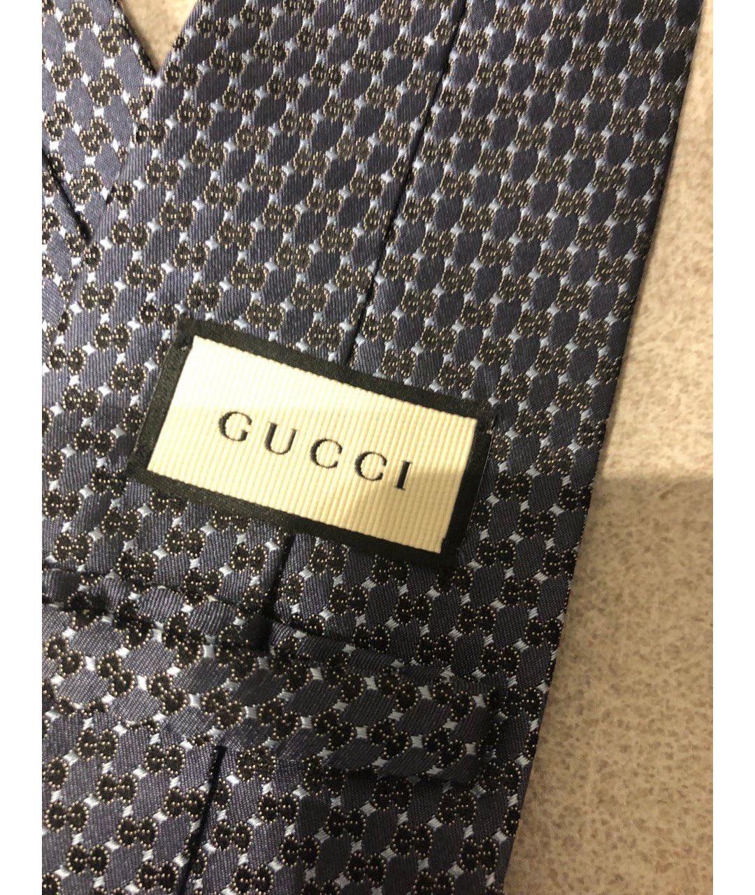 GUCCI Темно-синий тканевый галстук, фото 3