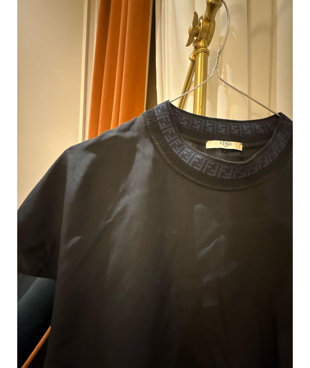 FENDI Черная шифоновая футболка, фото 4