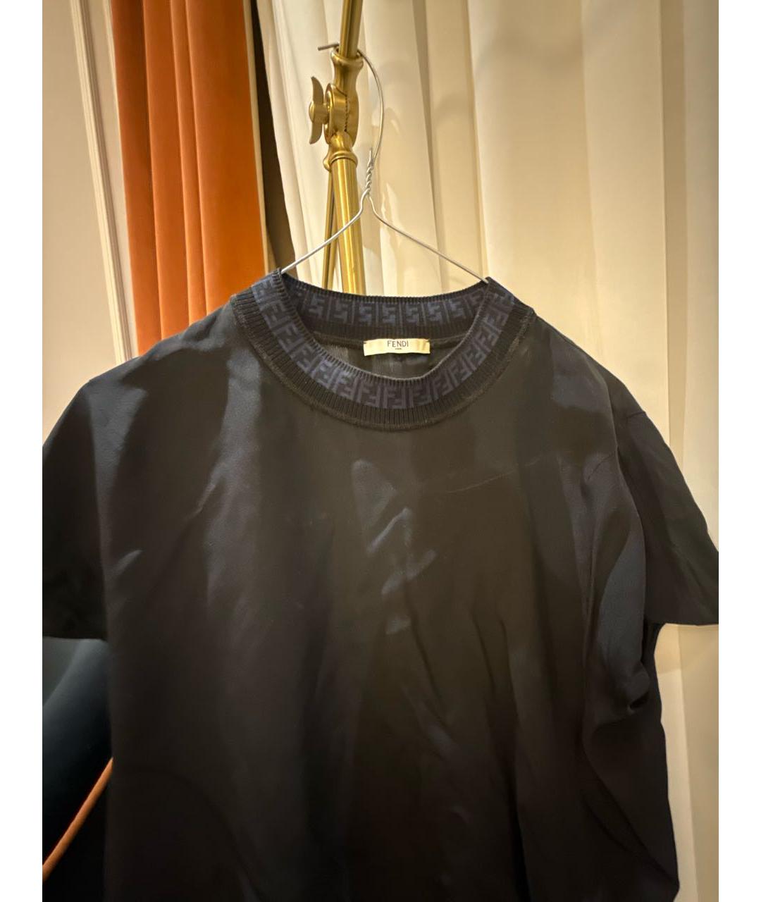 FENDI Черная шифоновая футболка, фото 3