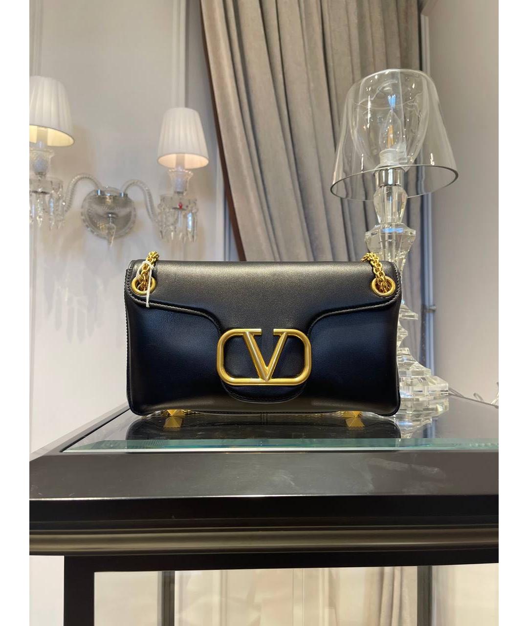 VALENTINO Черная кожаная сумка через плечо, фото 2