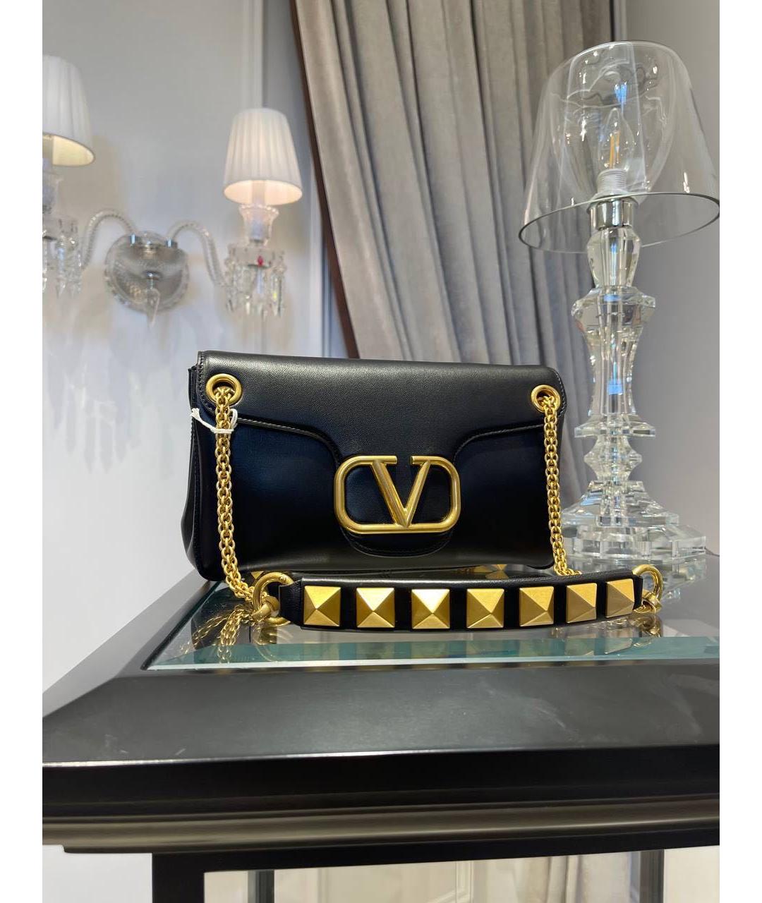 VALENTINO Черная кожаная сумка через плечо, фото 3