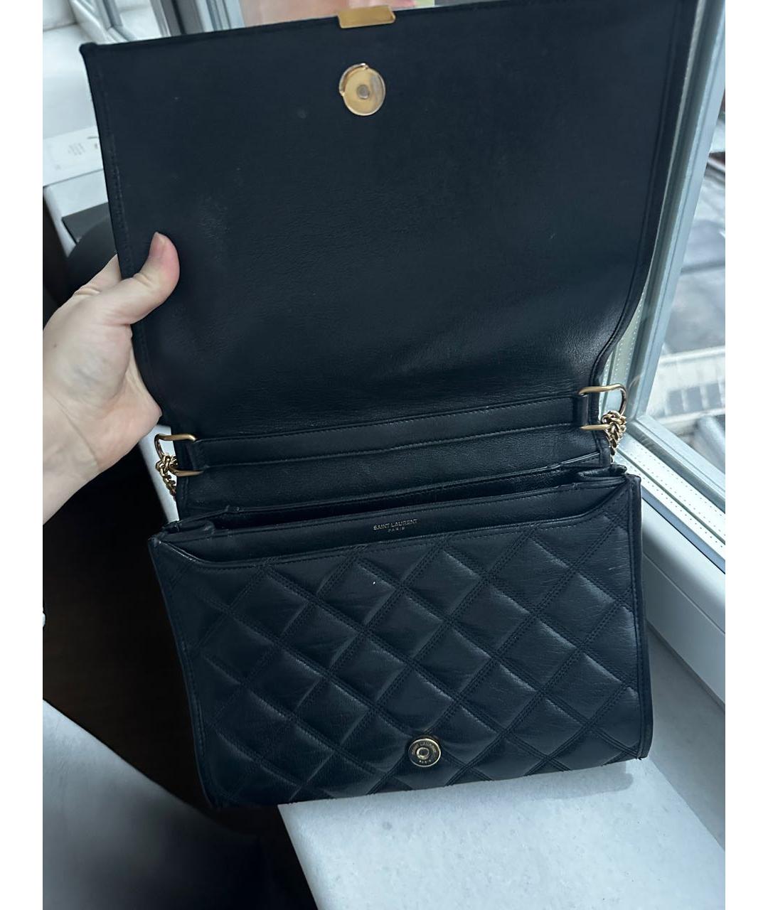 SAINT LAURENT Черная кожаная сумка через плечо, фото 4