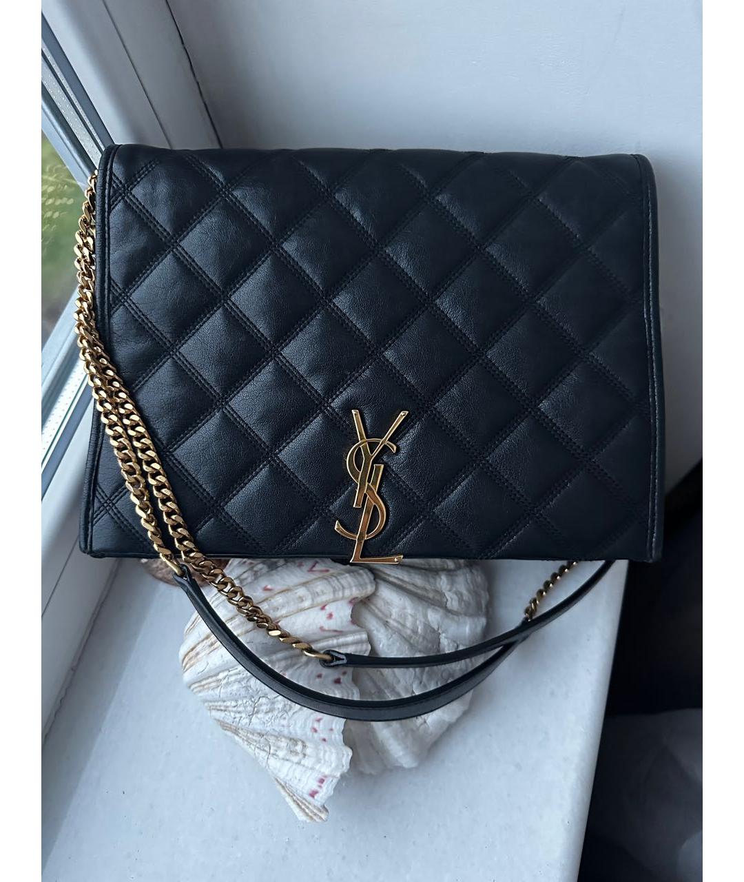 SAINT LAURENT Черная кожаная сумка через плечо, фото 7