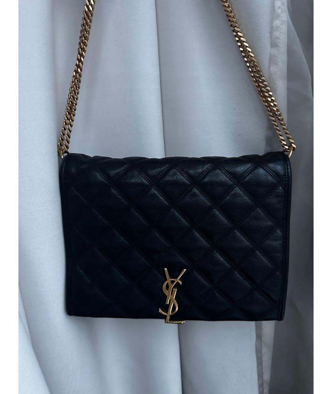 SAINT LAURENT Черная кожаная сумка через плечо, фото 6