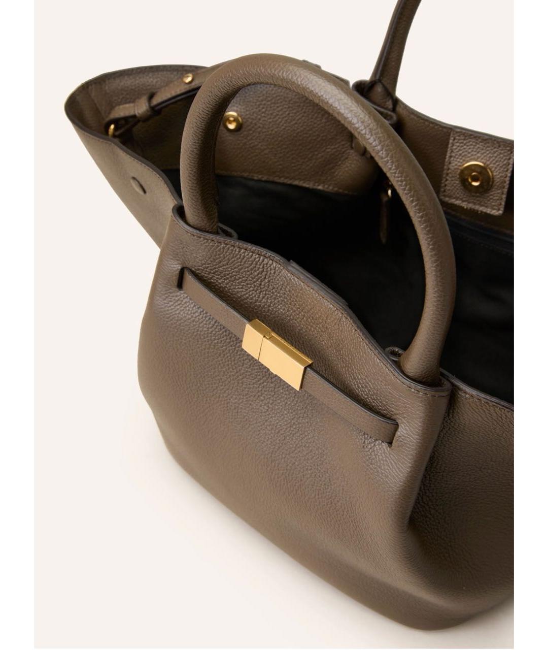 DEMELLIER Хаки кожаная сумка с короткими ручками, фото 3