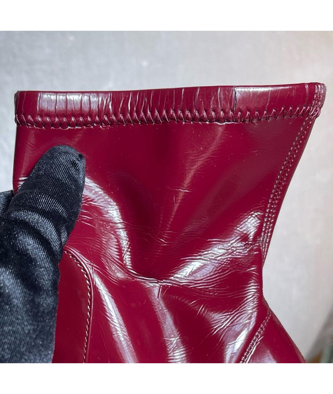LOUIS VUITTON Бордовые ботильоны из лакированной кожи, фото 5