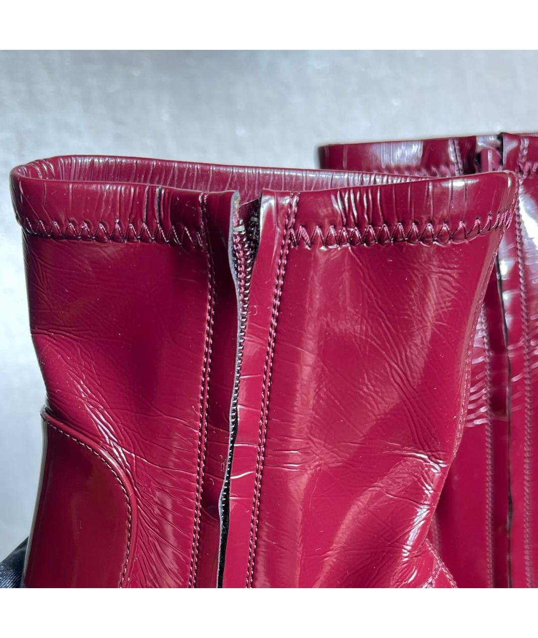 LOUIS VUITTON Бордовые ботильоны из лакированной кожи, фото 6