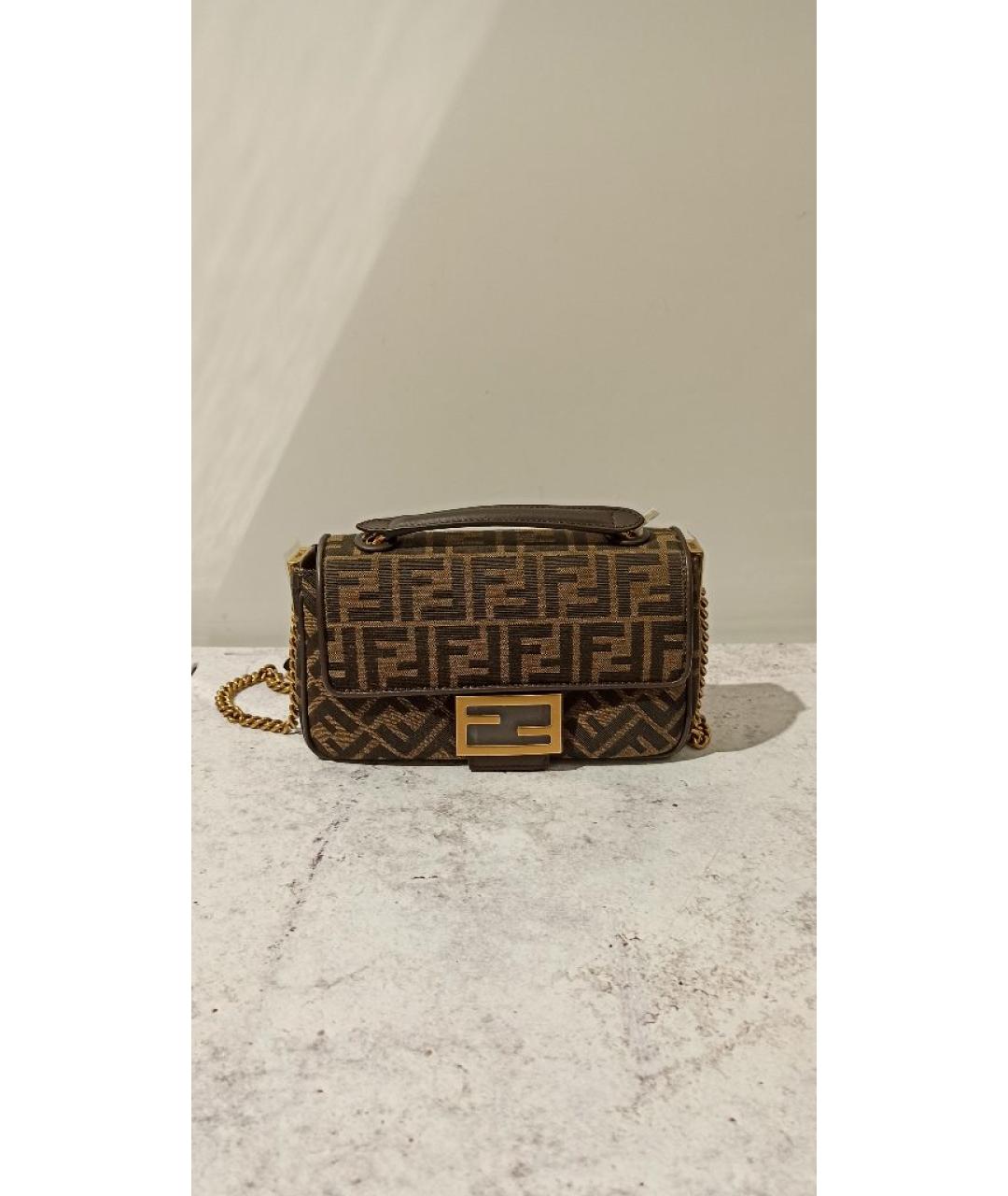 FENDI Коричневая тканевая сумка через плечо, фото 9