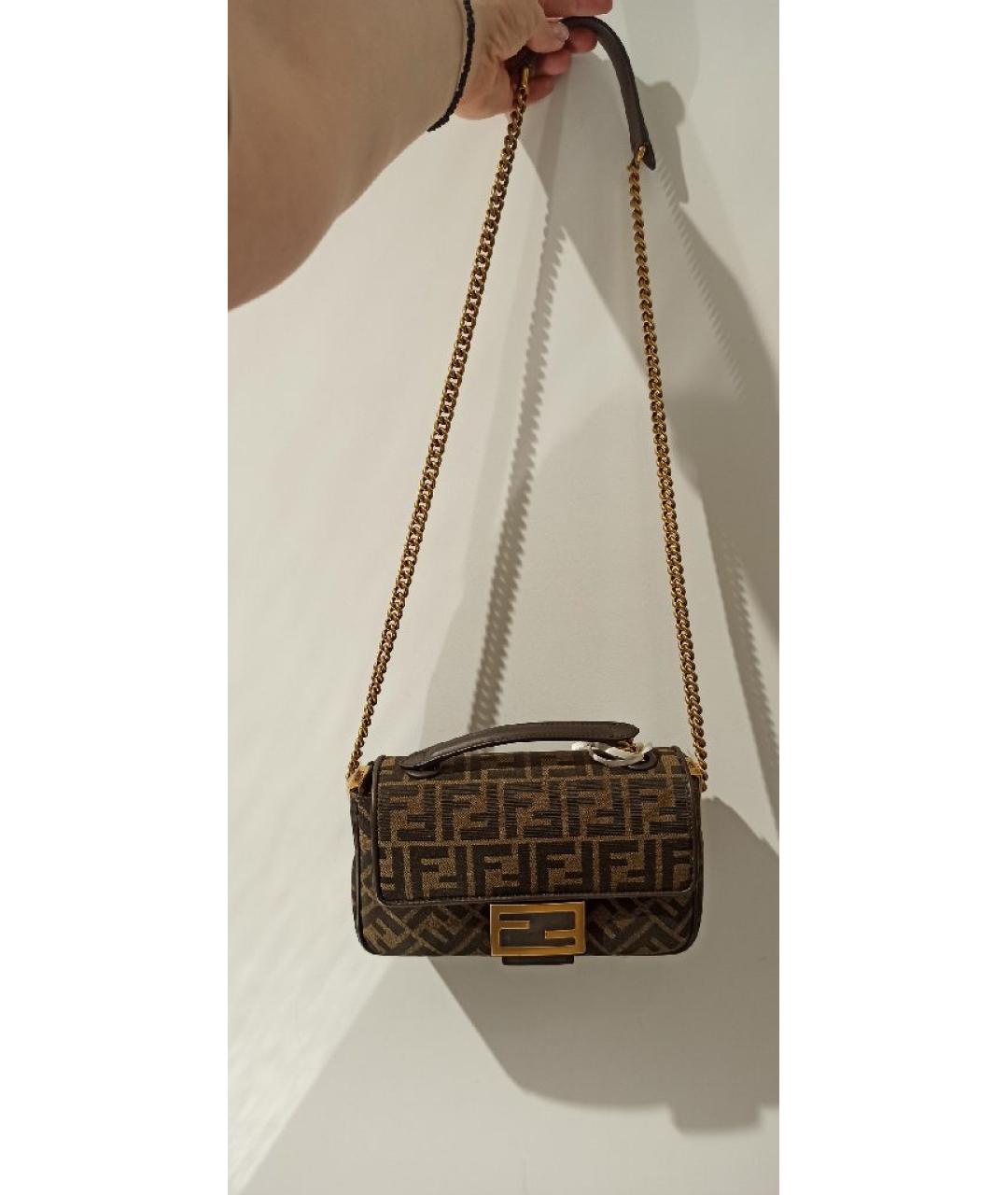 FENDI Коричневая тканевая сумка через плечо, фото 6