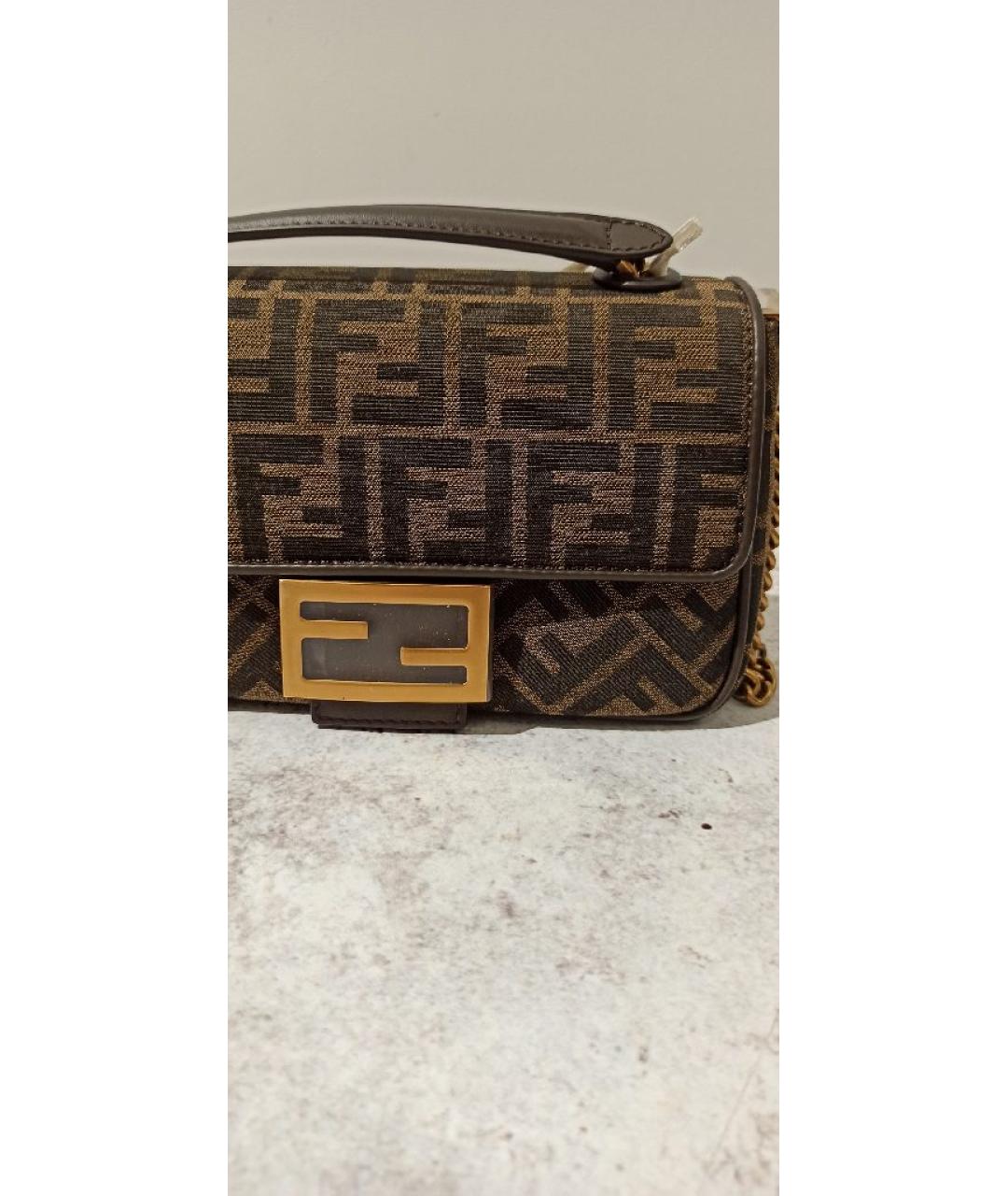 FENDI Коричневая тканевая сумка через плечо, фото 4