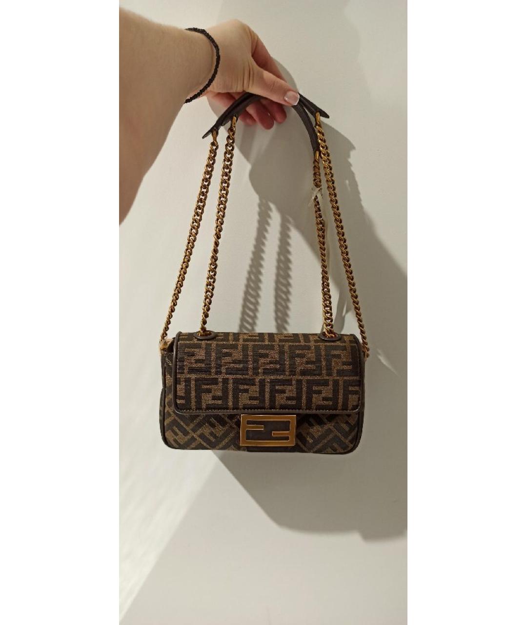 FENDI Коричневая тканевая сумка через плечо, фото 8