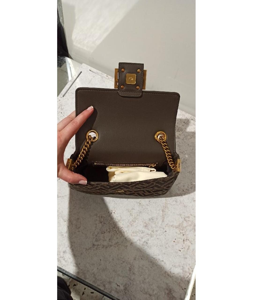 FENDI Коричневая тканевая сумка через плечо, фото 7