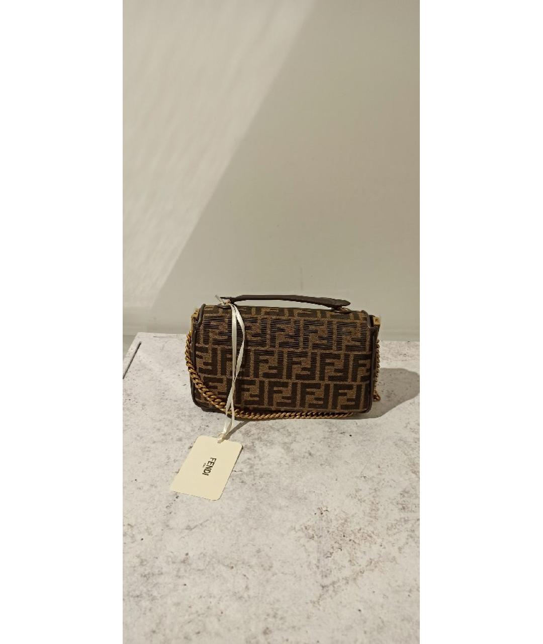 FENDI Коричневая тканевая сумка через плечо, фото 3