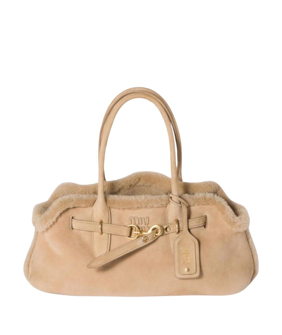 MIU MIU Бежевая замшевая сумка тоут, фото 1