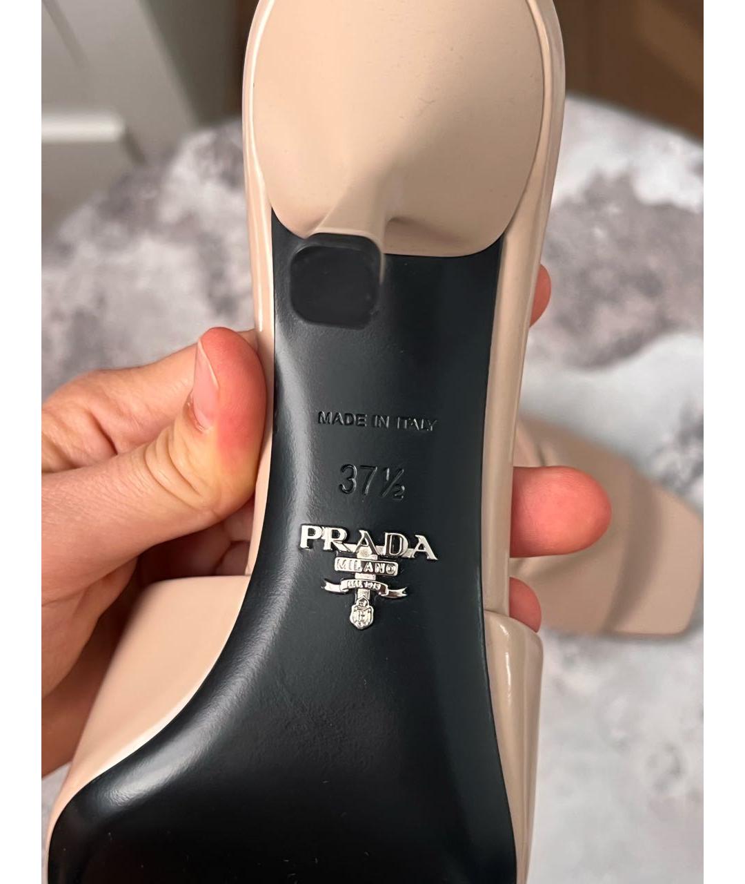 PRADA Бежевые кожаные мюли, фото 5
