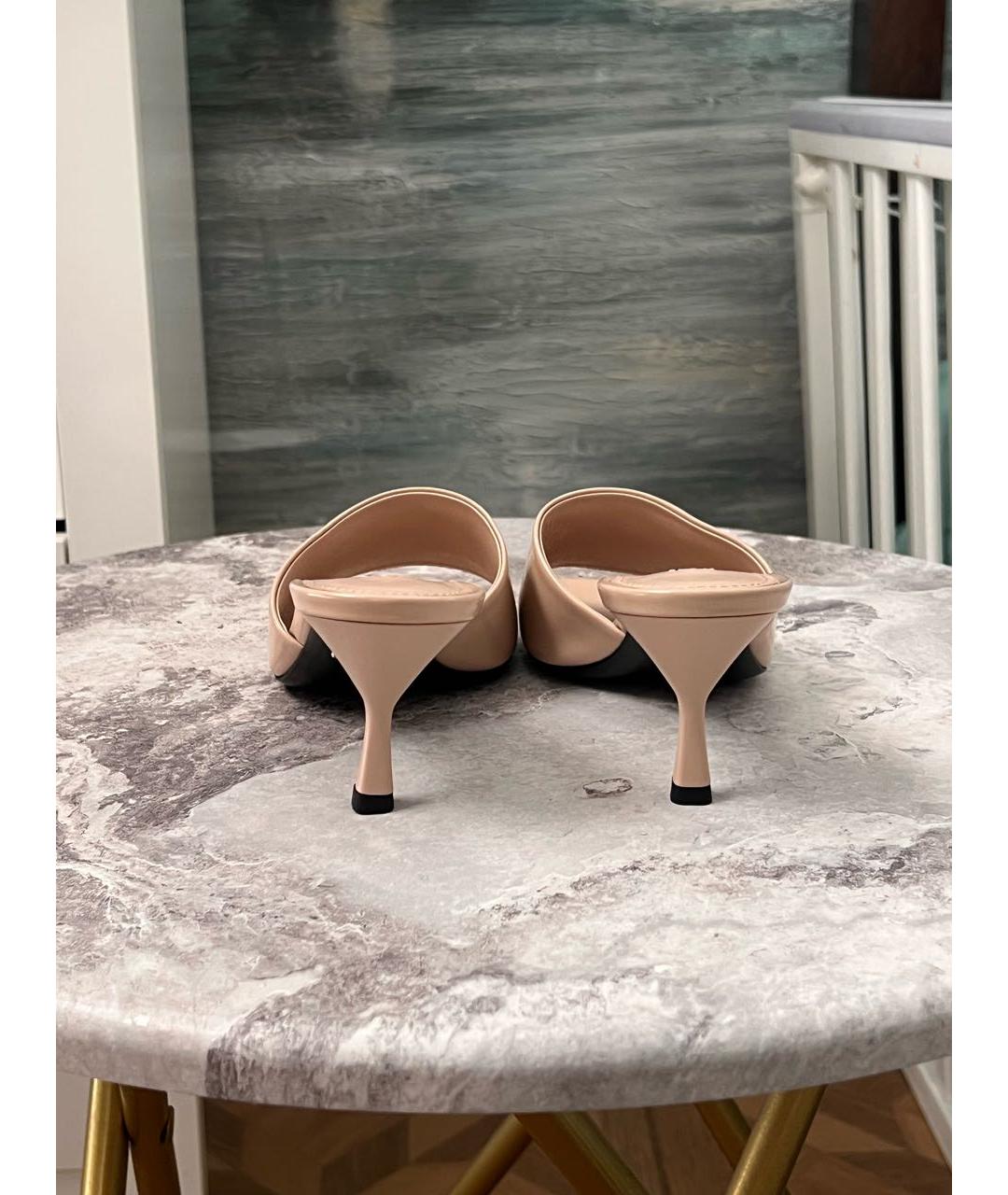 PRADA Бежевые кожаные мюли, фото 4