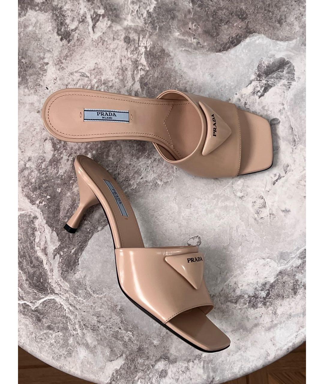 PRADA Бежевые кожаные мюли, фото 7