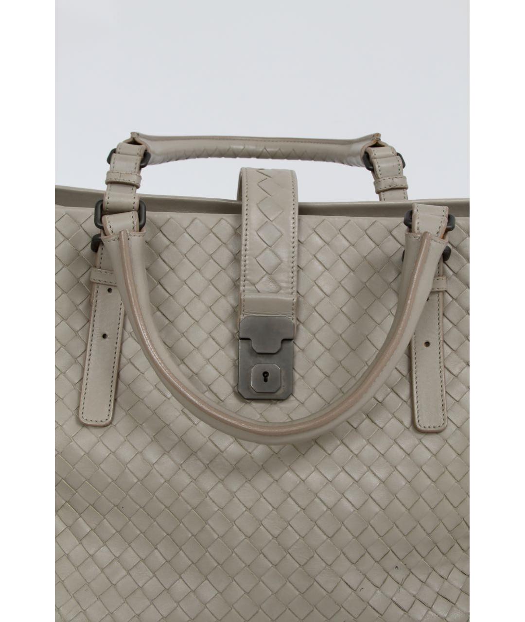 BOTTEGA VENETA Серая кожаная сумка с короткими ручками, фото 5