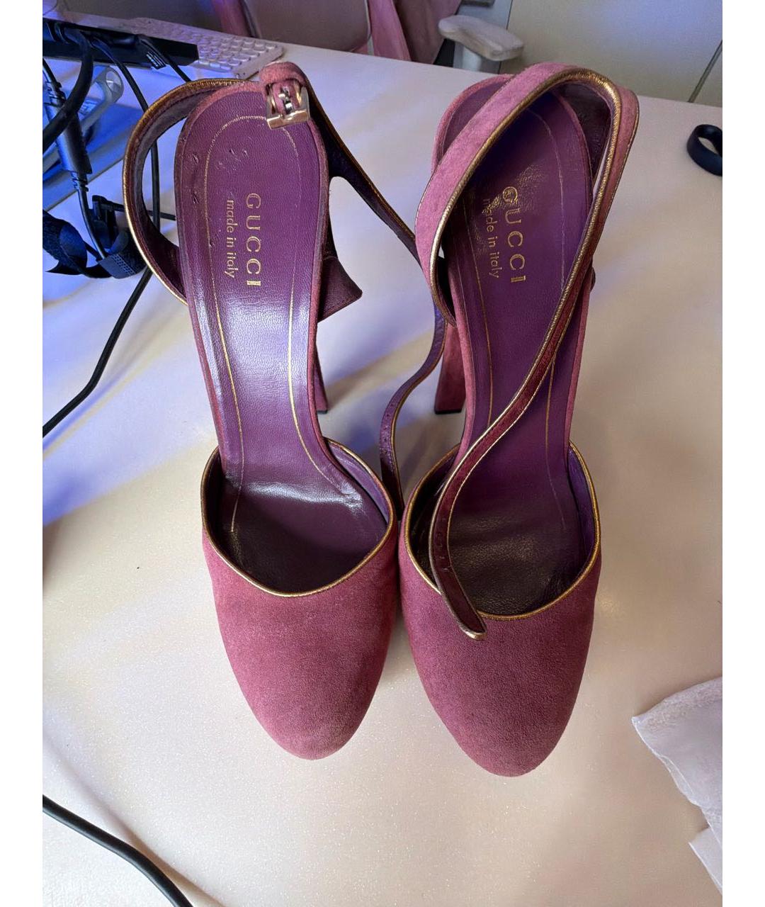 GUCCI Фиолетовые замшевые босоножки, фото 2