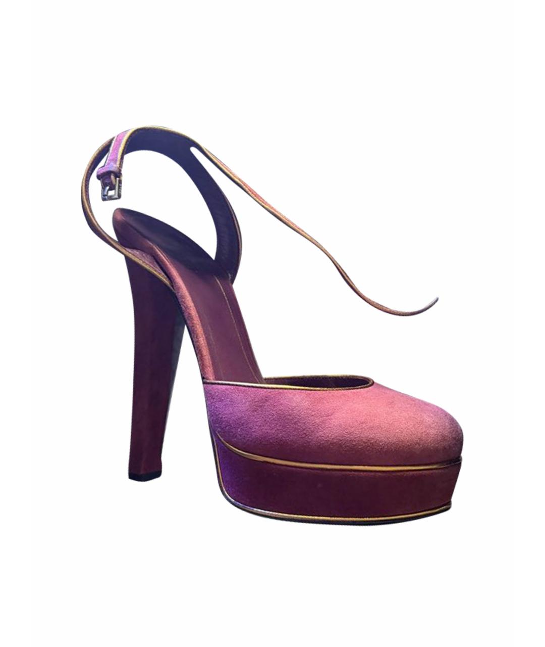 GUCCI Фиолетовые замшевые босоножки, фото 1