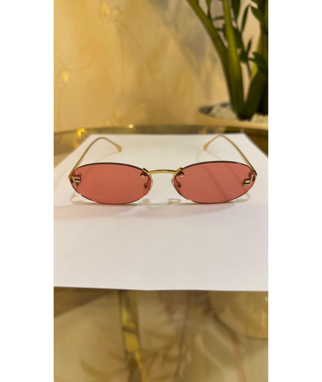 FENDI Золотые металлические солнцезащитные очки, фото 9