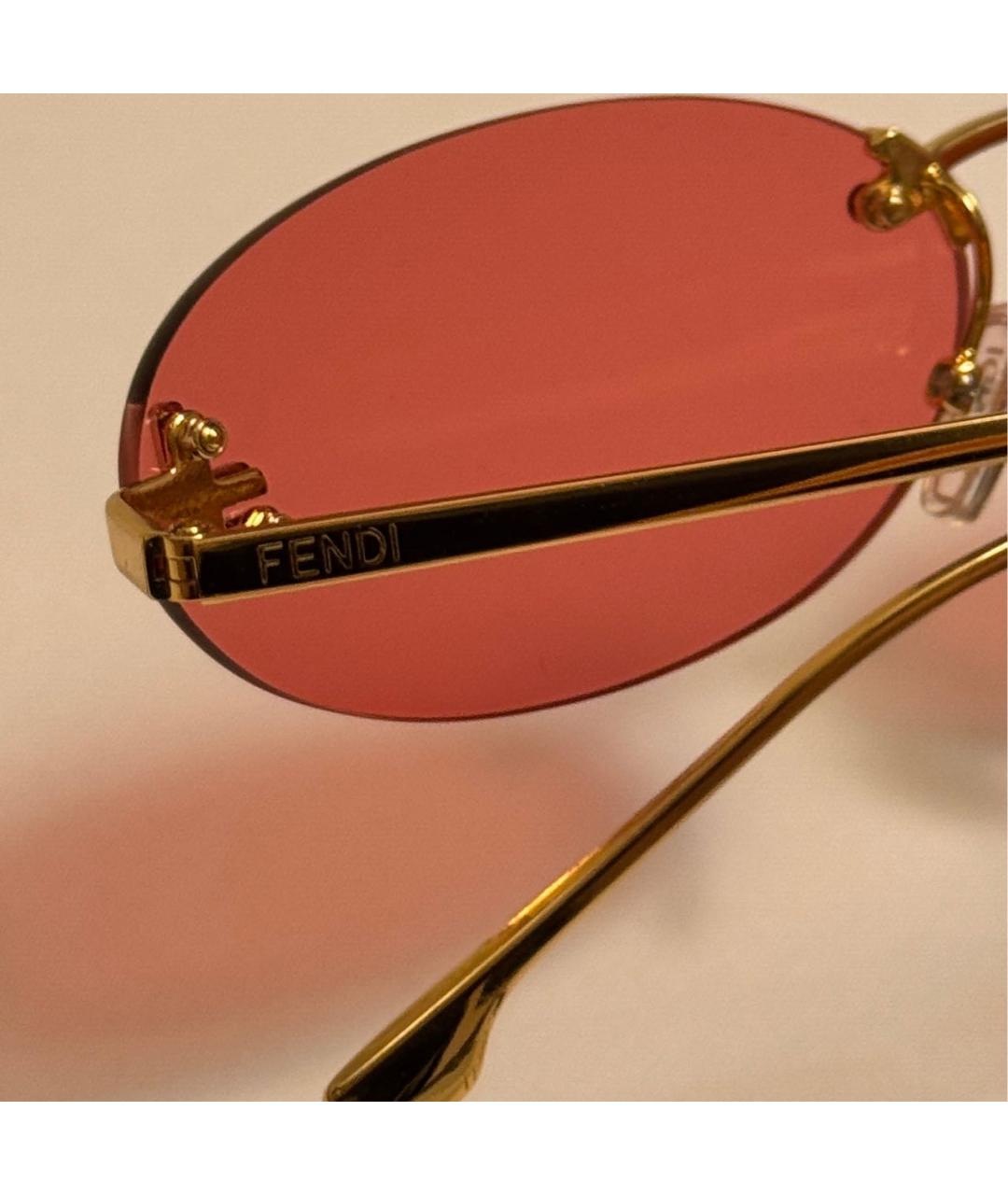 FENDI Золотые металлические солнцезащитные очки, фото 7