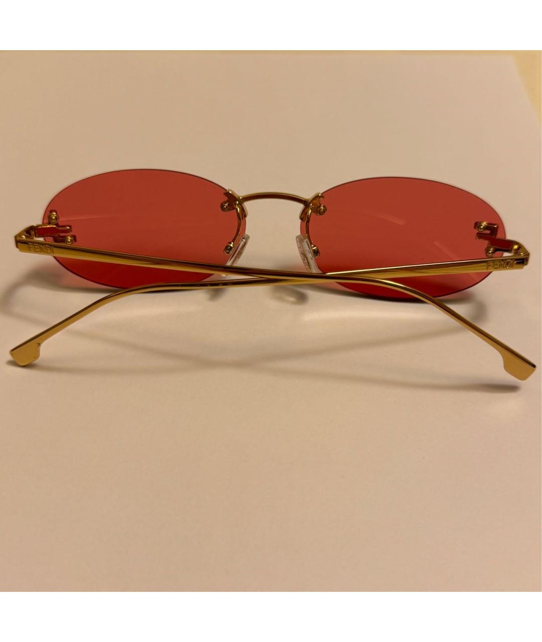 FENDI Золотые металлические солнцезащитные очки, фото 6