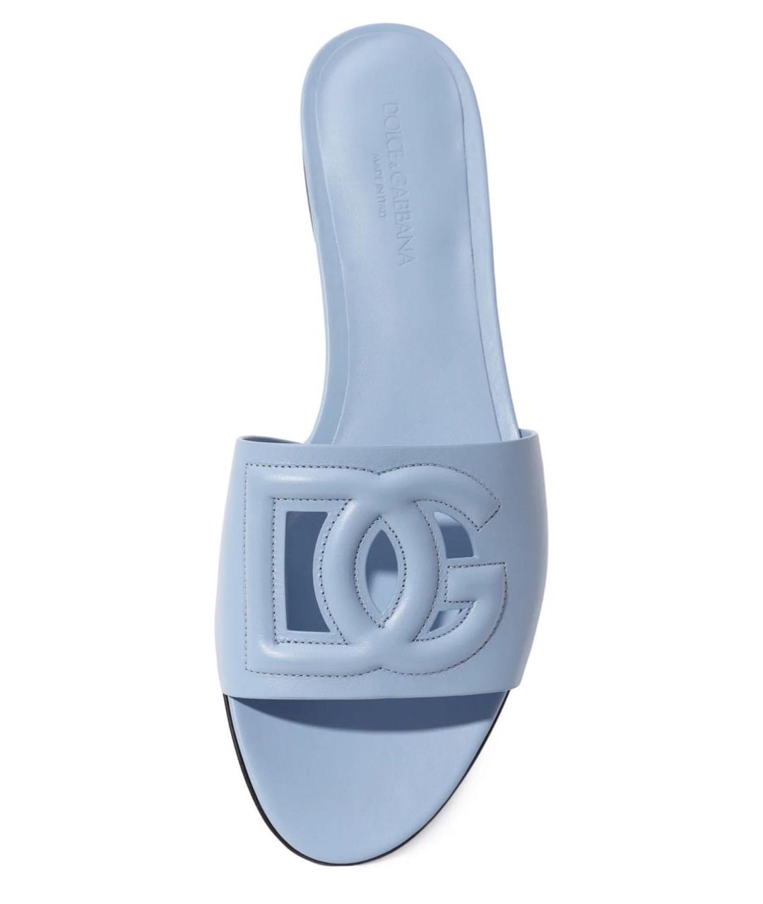 DOLCE&GABBANA Голубые кожаные шлепанцы, фото 3