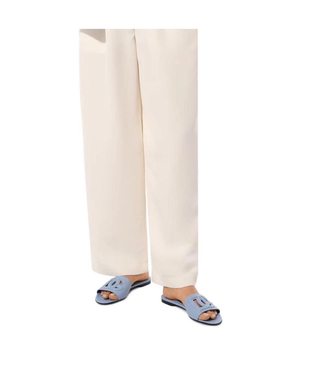 DOLCE&GABBANA Голубые кожаные шлепанцы, фото 4