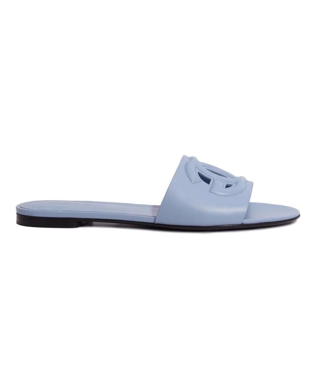DOLCE&GABBANA Голубые кожаные шлепанцы, фото 1