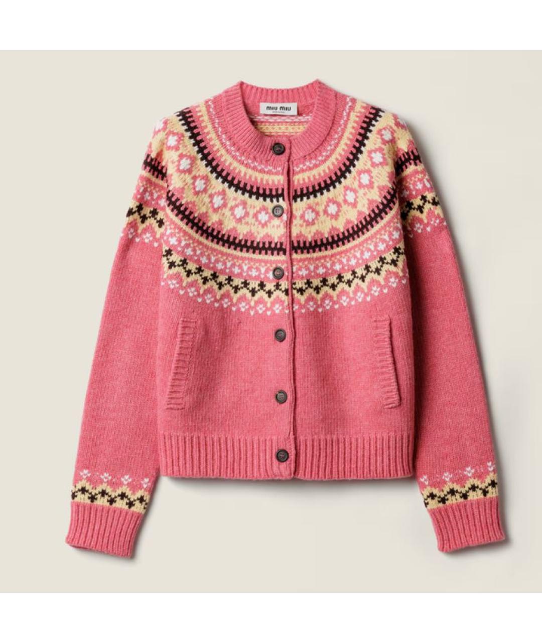 MIU MIU Розовый шерстяной кардиган, фото 6