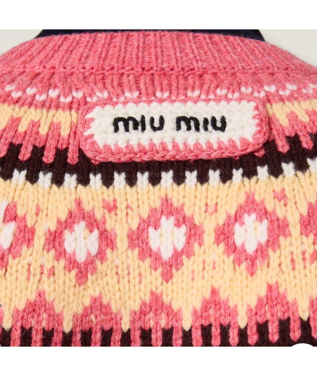 MIU MIU Розовый шерстяной кардиган, фото 3