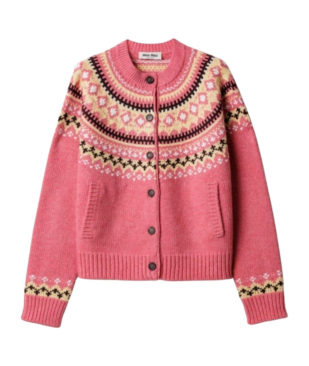 MIU MIU Розовый шерстяной кардиган, фото 1