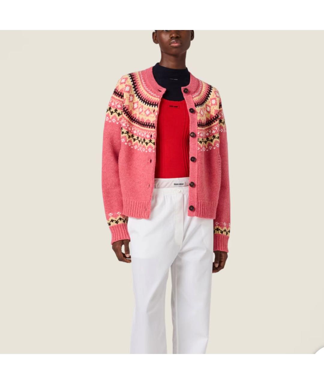 MIU MIU Розовый шерстяной кардиган, фото 5
