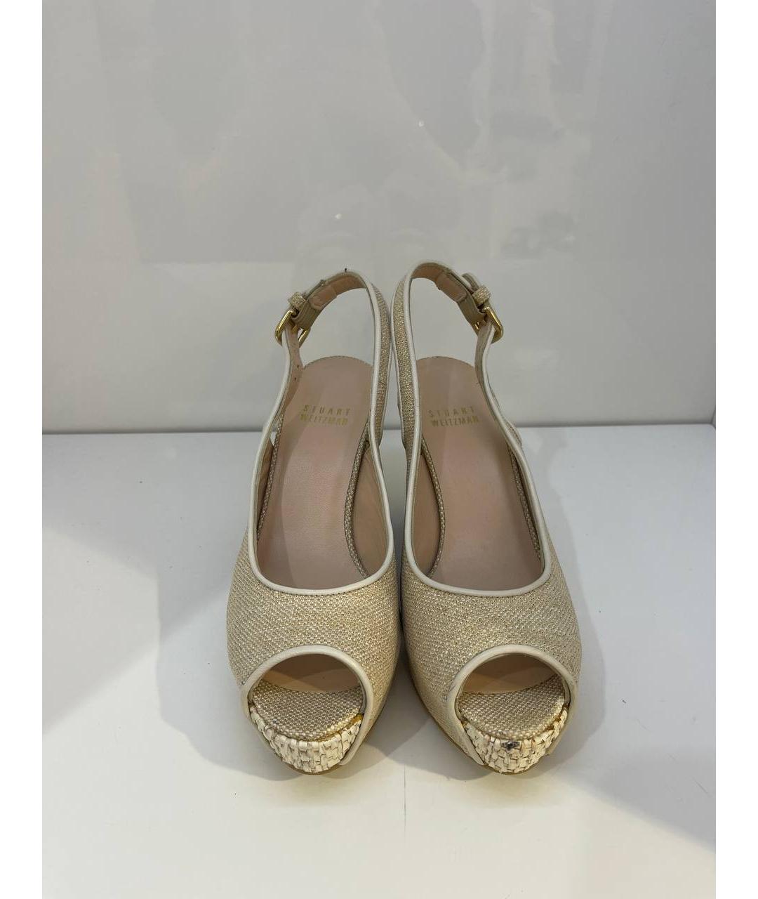 STUART WEITZMAN Бежевые текстильные босоножки, фото 3
