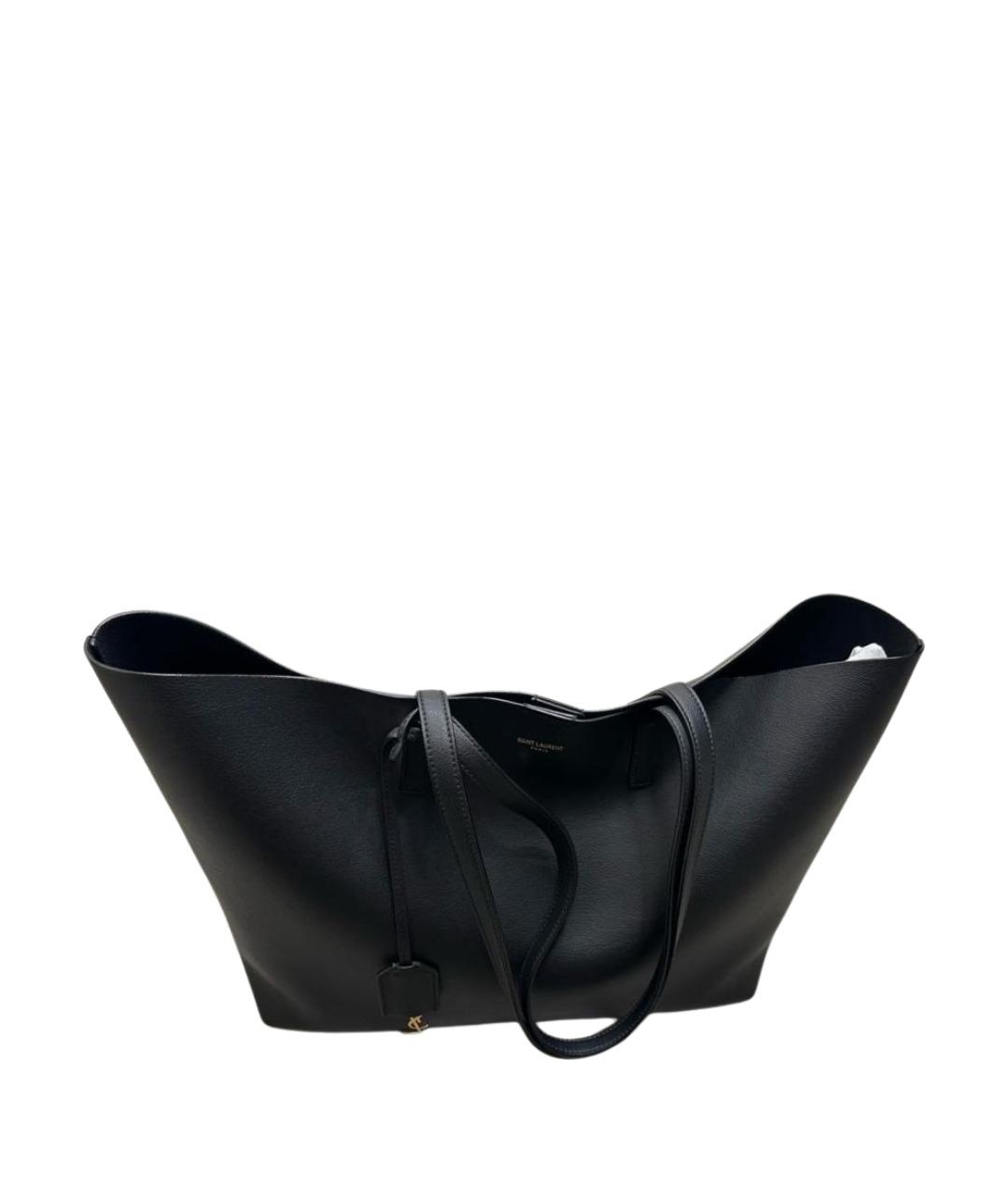 SAINT LAURENT Черная кожаная сумка с короткими ручками, фото 1