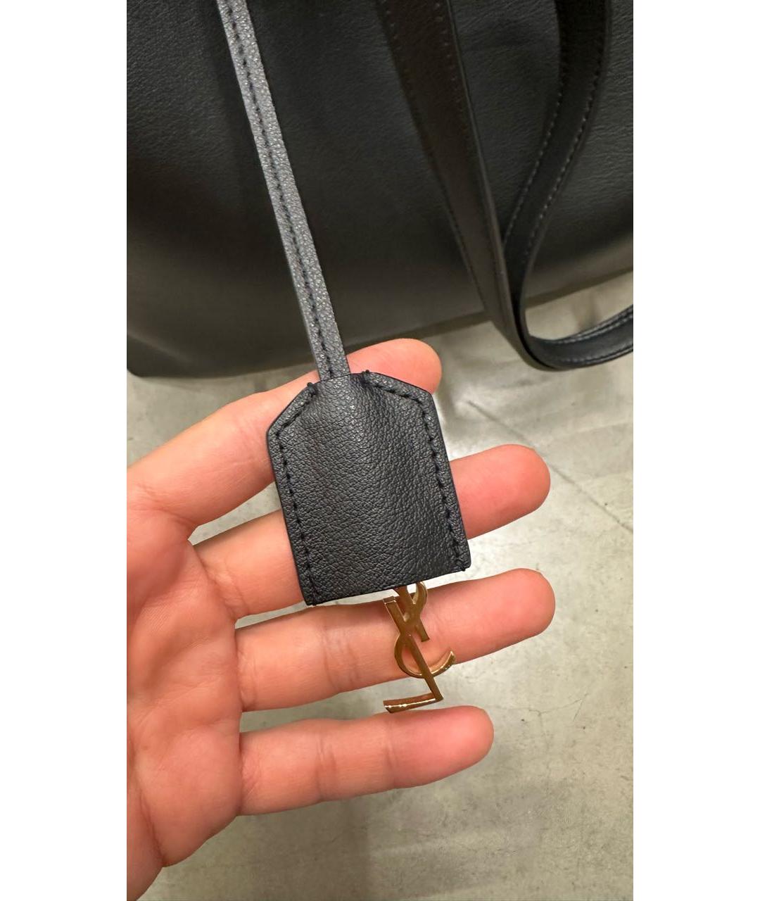 SAINT LAURENT Черная кожаная сумка с короткими ручками, фото 3