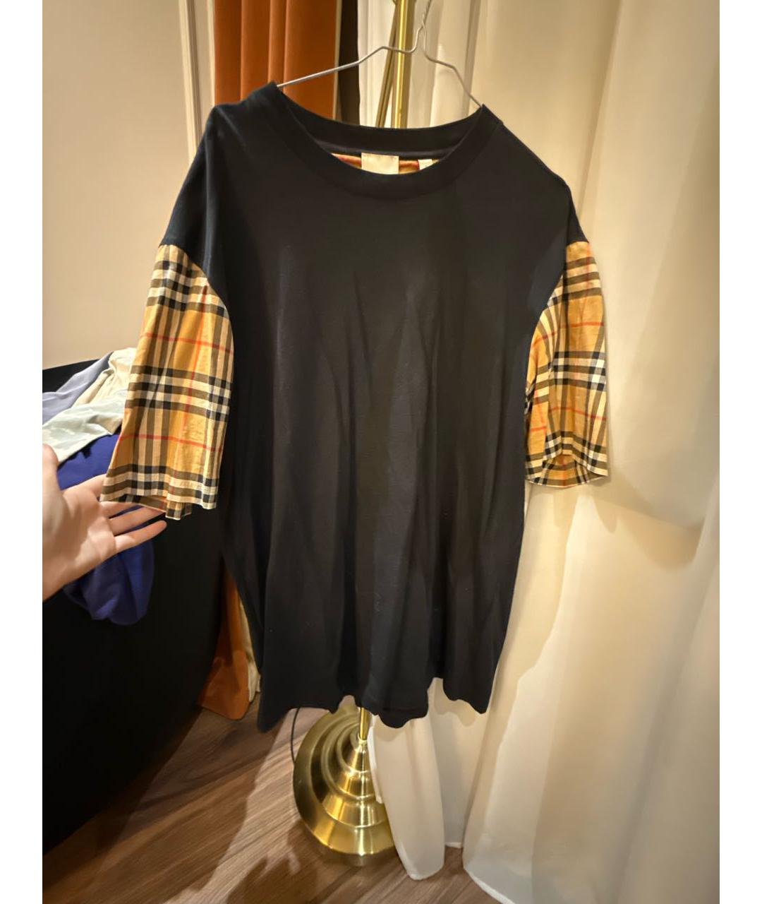 BURBERRY Черная хлопковая футболка, фото 5