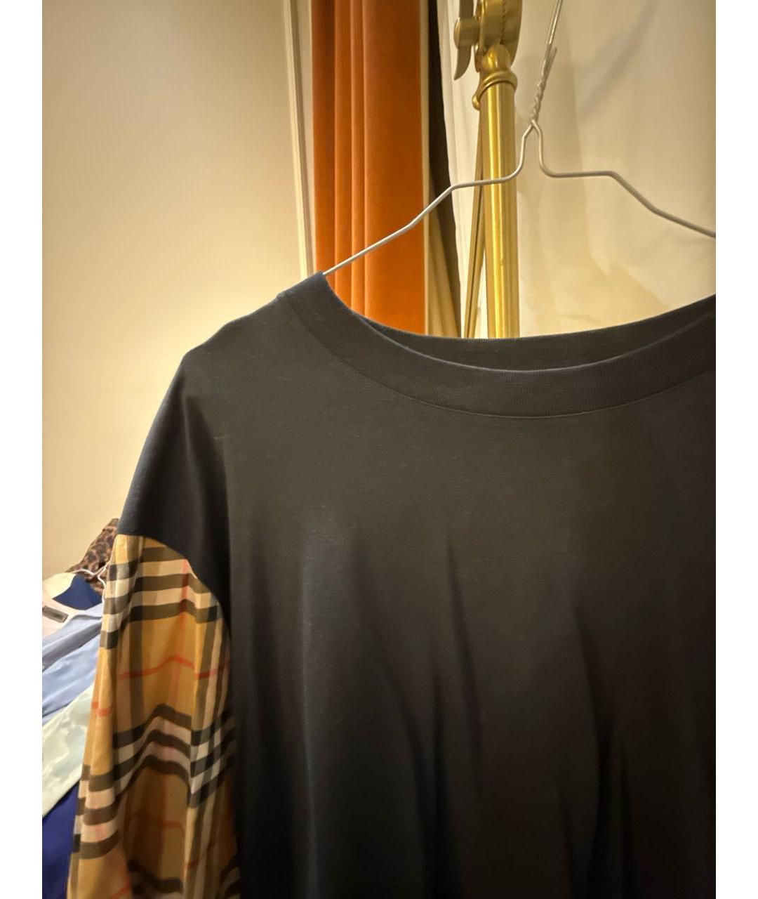 BURBERRY Черная хлопковая футболка, фото 4