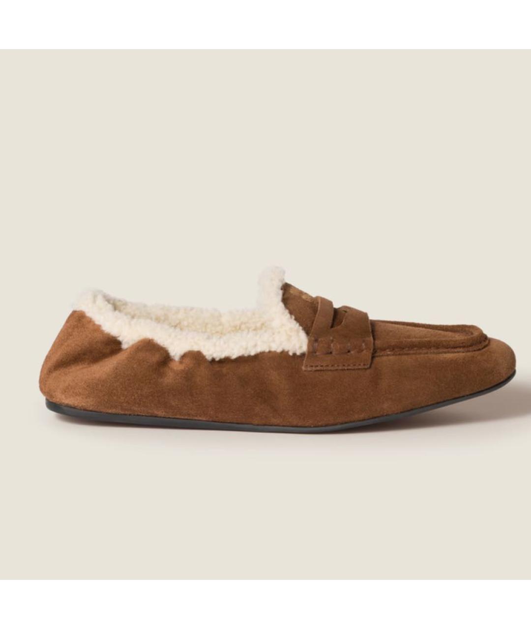 MIU MIU Коричневые замшевые лоферы, фото 5