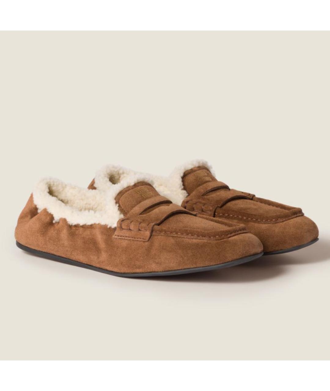 MIU MIU Коричневые замшевые лоферы, фото 2