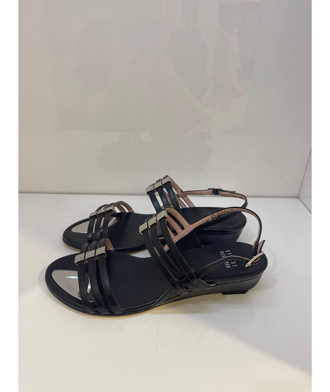 STUART WEITZMAN Черные кожаные босоножки, фото 4
