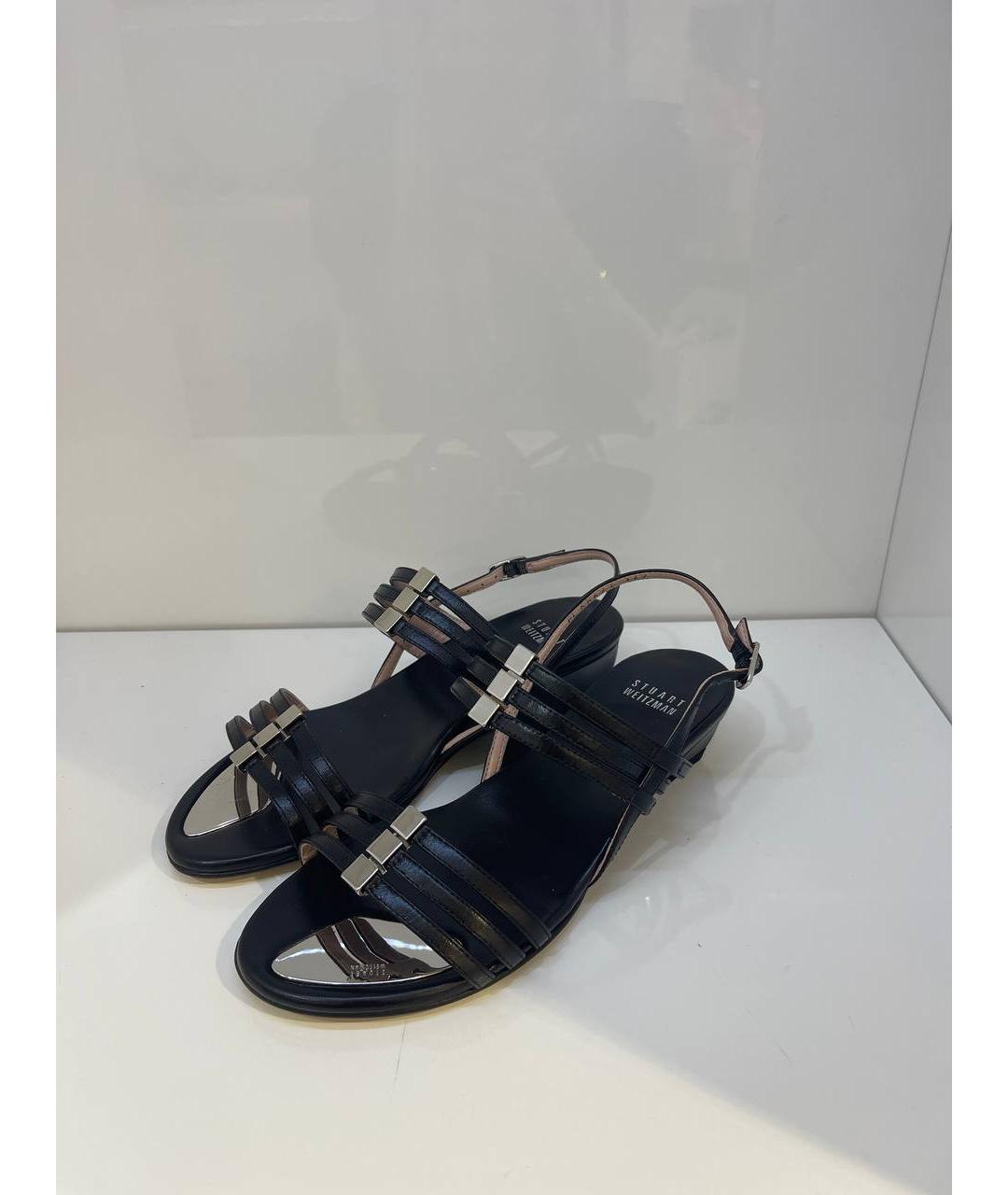 STUART WEITZMAN Черные кожаные босоножки, фото 2