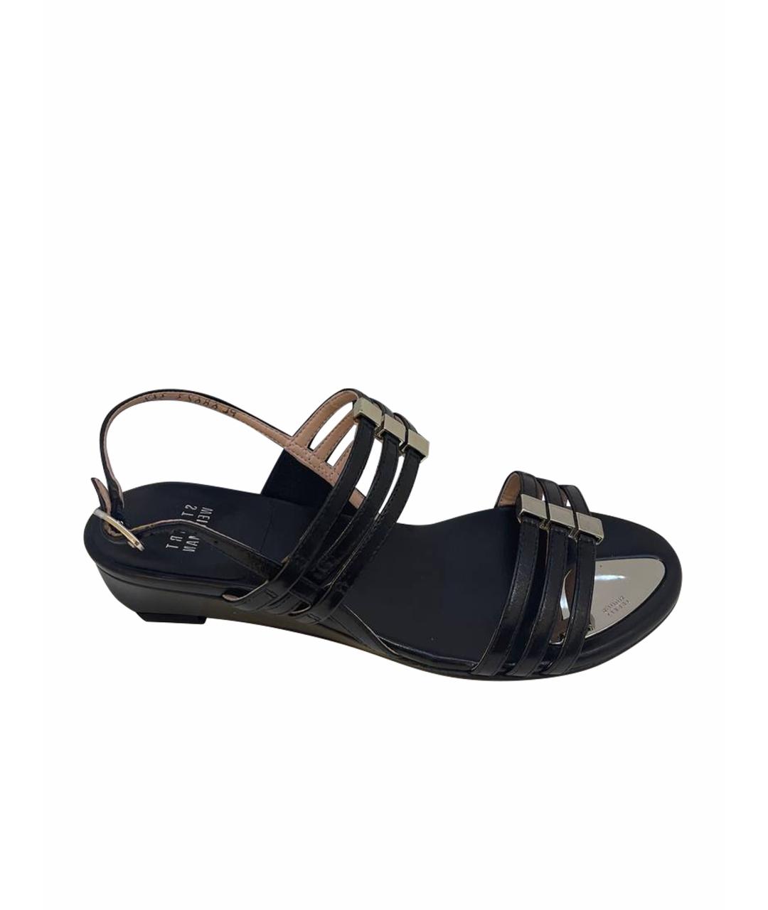 STUART WEITZMAN Черные кожаные босоножки, фото 1