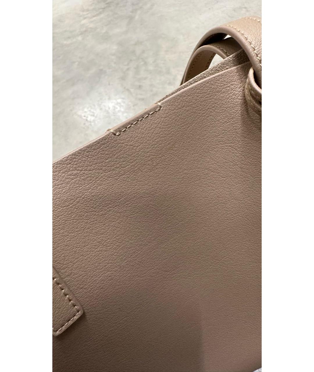 SAINT LAURENT Бежевая кожаная сумка с короткими ручками, фото 3