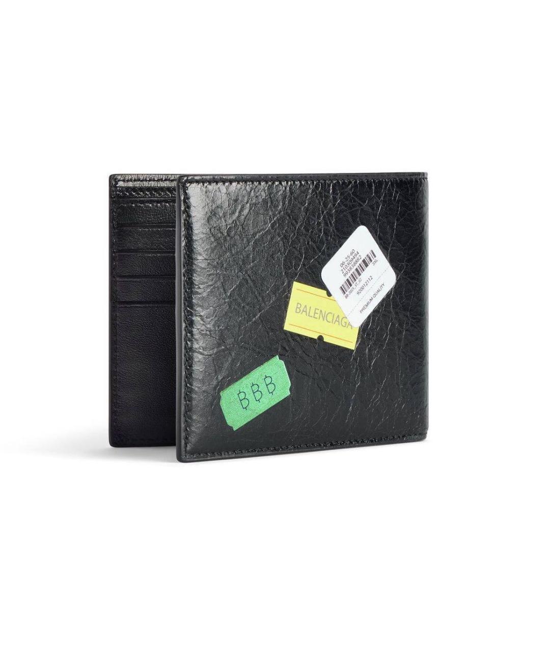 BALENCIAGA Черный кожаный кошелек, фото 2
